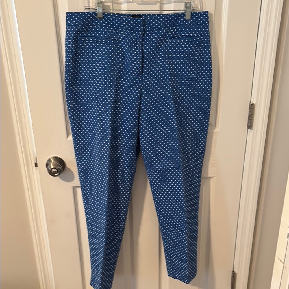 Talbots Blue and White Dress Pants with Geometric Print